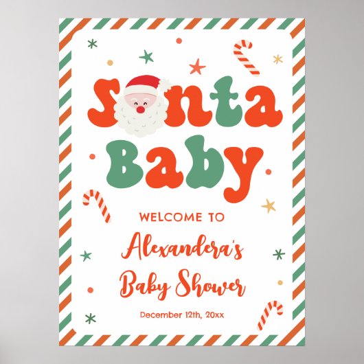 Santa Baby Baby shower Welkom Poster (Voorkant)