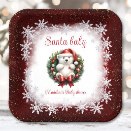 Santa Baby Beer Kerst Baby shower Papier Borden Papieren Bordje