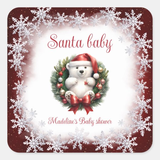 Santa Baby Beer Kerst Baby shower Sticker (Voorkant)