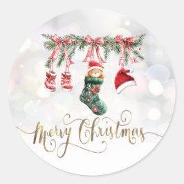 Santa Baby Beer Kerstkleding Ronde Sticker