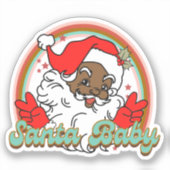 Santa Baby Black Santa Clause Melanine Kerstmis Sticker (Voorkant)