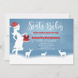 Santa Baby Blue en Red Kerstmis Baby shower Kaart