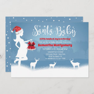 Santa Baby Blue en Red Kerstmis Baby shower Kaart