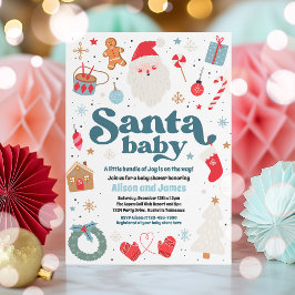 Santa Baby Blue en Red Kerstmis Baby shower Kaart