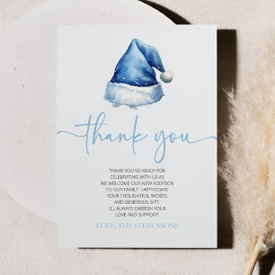 Santa Baby Blue Pet Kerstvakantie Baby shower Bedankkaart