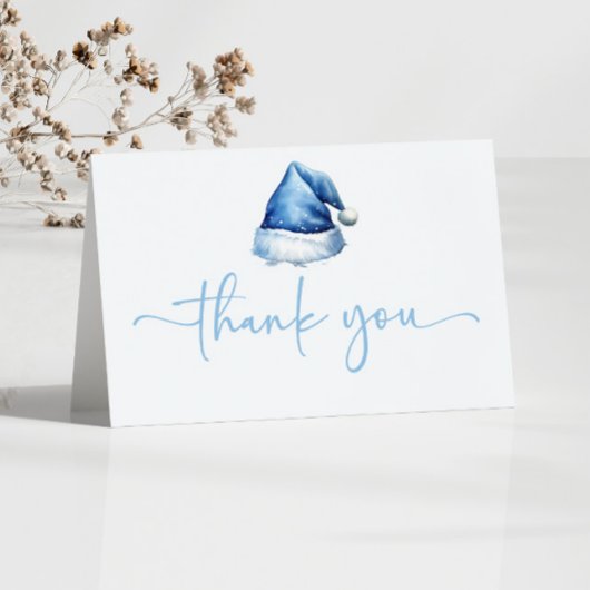 Santa Baby Blue Pet Kerstvakantie Baby shower Bedankkaart