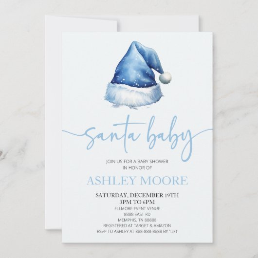 Santa Baby Blue Pet Kerstvakantie Baby shower Kaart (Voorkant)