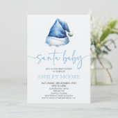 Santa Baby Blue Pet Kerstvakantie Baby shower Kaart (Staand voorkant)