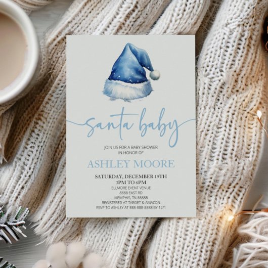 Santa Baby Blue Pet Kerstvakantie Baby shower Kaart