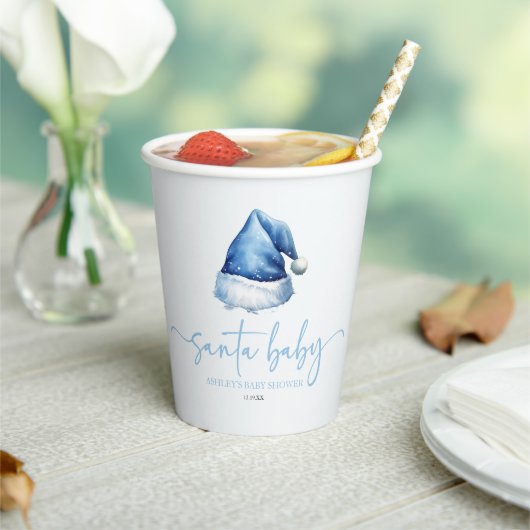 Santa Baby Blue Pet Kerstvakantie Baby shower Papieren Bekers (Insitu)