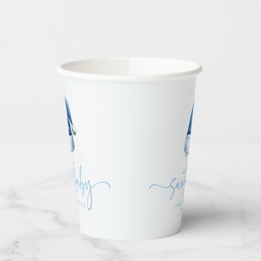 Santa Baby Blue Pet Kerstvakantie Baby shower Papieren Bekers (Links)