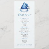 Santa Baby Blue Snowy Santa Hat Baby shower Eten Menu (Voorkant)