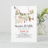 Santa Baby Boho Wasserij Kleding Baby shower Kaart (Staand voorkant)