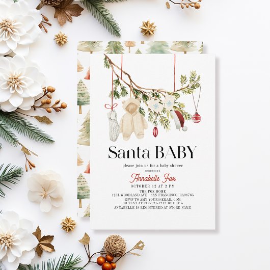 Santa Baby Boho Wasserij Kleding Baby shower Kaart