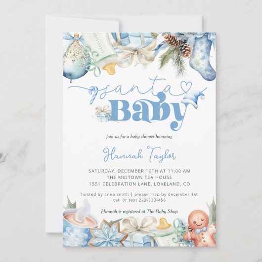 Santa Baby Boy Christmas Baby shower Kaart (Voorkant)
