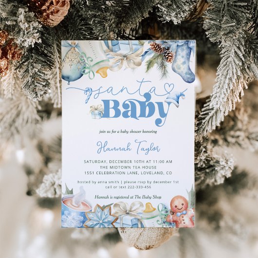 Santa Baby Boy Christmas Baby shower Kaart