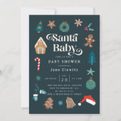 Santa Baby Boy Christmas Baby shower Uitnodiging (Voorkant)