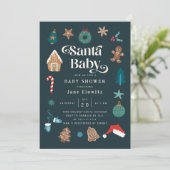 Santa Baby Boy Christmas Baby shower Uitnodiging (Staand voorkant)