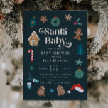 Santa Baby Boy Christmas Baby shower Uitnodiging<br><div class="desc">Grappig en lief kerstthema baby shower uitnodigingskaart met handgetekende illustratie van vakantiemotieven. De tekst zegt "Santa Baby". Ideaal voor het baby shower van een jongen.</div>