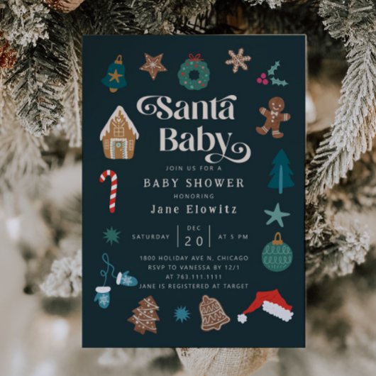 Santa Baby Boy Christmas Baby shower Uitnodiging