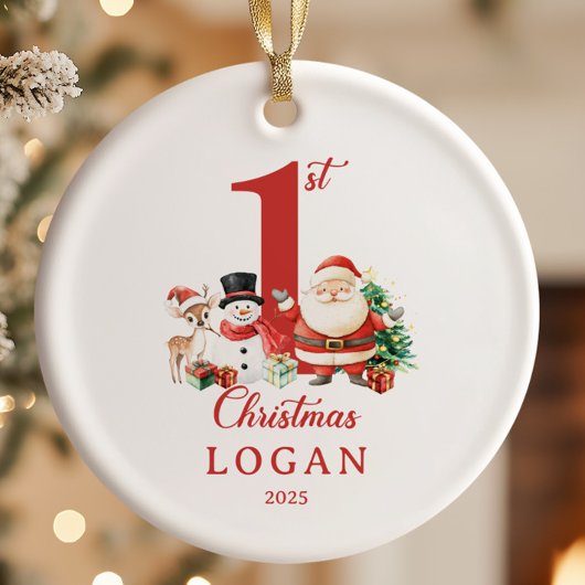 Santa Baby Boy Eerste Kerstdag Keramisch Ornament