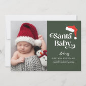 Santa Baby Christmas Baby Foto Geboorte Aankondiging (Voorkant)