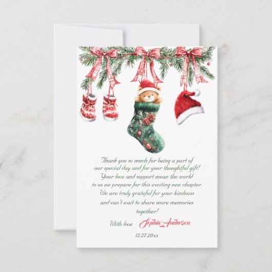 Santa Baby Christmas Baby Shower Bedankkaart (Voorkant)