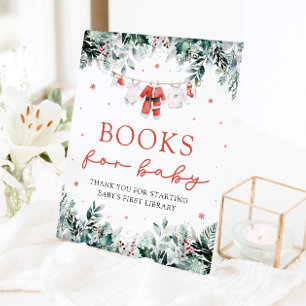 Santa Baby Christmas Baby shower Boeken voor Baby Reclamebord Met Voetstuk