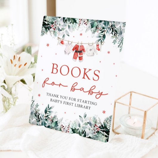 Santa Baby Christmas Baby shower Boeken voor Baby Reclamebord Met Voetstuk