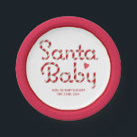 Santa Baby Christmas Baby shower Borden Papieren Bordje<br><div class="desc">Voeg een feestelijke finishing touch aan uw vakantie baby shower tafel met deze "Santa Baby" papier borden, met rode snoep rieten gestreepte typografie en een lief hart detail. Perfect voor het serveren van taart, snacks of appetizers, deze party borden brengen seizoensgebonden juichen voor uw feest. Ideaal voor baby showers in...</div>