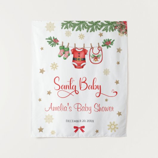 Santa Baby Christmas Baby Shower Celebration Wandkleed (Voorkant)