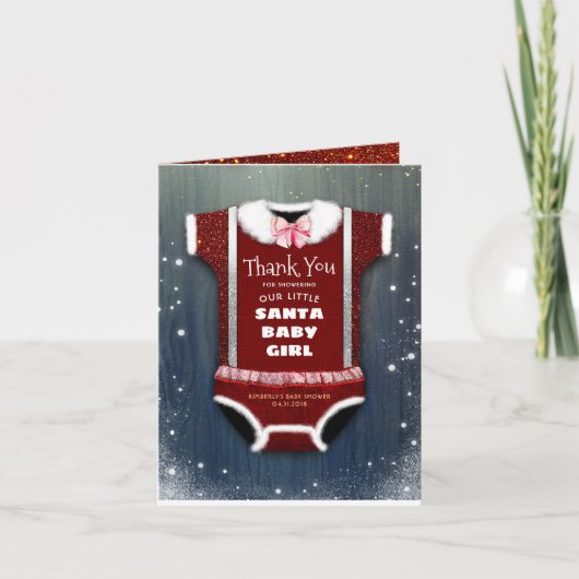 Santa Baby Christmas Baby shower Dank u Bedankkaart (Voorkant)