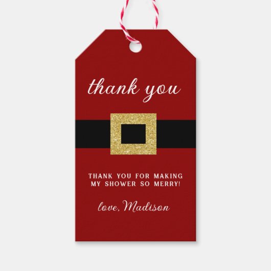 Santa Baby Christmas Baby shower Dank u Cadeaulabel (Voorkant)