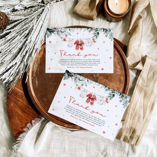 Santa Baby Christmas Baby shower Dank u kaart
