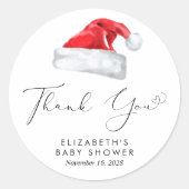 Santa Baby Christmas Baby shower Dank u Ronde Sticker (Voorkant)