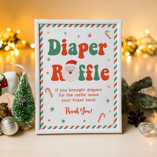 Santa Baby Christmas Baby Shower Diaper Raffle Poster
