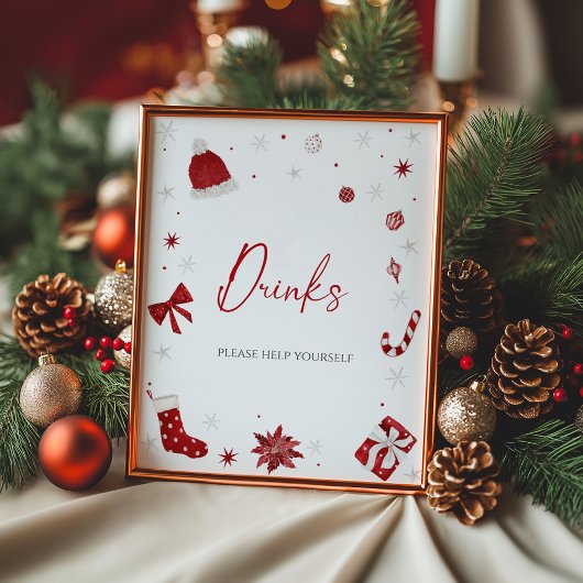 Santa Baby Christmas Baby shower Drinken Poster