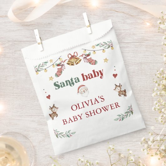 Santa Baby Christmas Baby shower Favor Bag Bedankzakje (Geknipt)