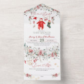 Santa Baby Christmas Baby shower genderneutraal All In One Uitnodiging (Binnen)