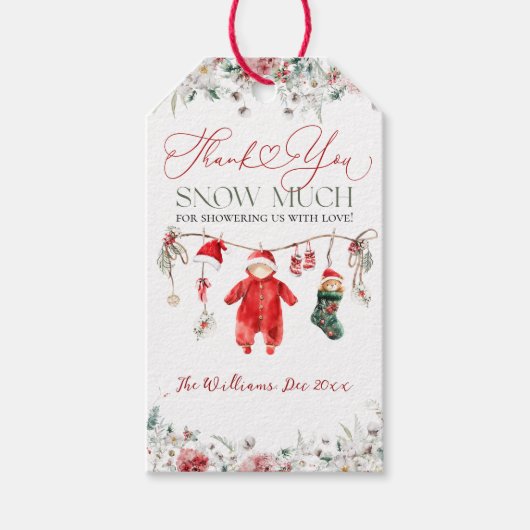 Santa Baby Christmas Baby shower genderneutraal Cadeaulabel (Voorkant)