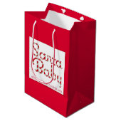 Santa Baby Christmas Baby shower Gift Bag Medium Cadeauzakje (Voorkant Gekanteld)