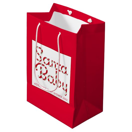 Santa Baby Christmas Baby shower Gift Bag Medium Cadeauzakje (Voorkant Gekanteld)