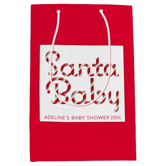 Santa Baby Christmas Baby shower Gift Bag Medium Cadeauzakje (Voorkant)