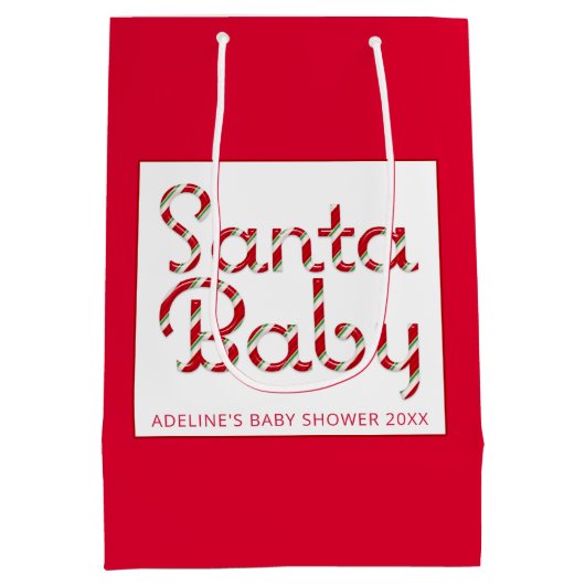 Santa Baby Christmas Baby shower Gift Bag Medium Cadeauzakje (Achterkant)