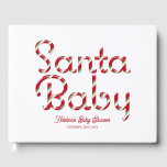 Santa Baby Christmas Baby shower Guest Book Gastenboek<br><div class="desc">Creëer blijvende herinneringen met dit feestelijke "Santa Baby" gastenboek, ideaal voor vakantie baby showers of winterse sprenkelingen. Met snoepriet-gestreepte letters, een lief rood hart en aanpasbare baby showers details, biedt dit hardcover gastenboek een prachtige manier voor vrienden en familie om berichten, advies en goede wensen achter te laten. Een charmante...</div>