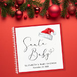 Santa Baby Christmas Baby shower Guest Book Notitieboek<br><div class="desc">Schattige gastenboek voor uw kerstseizoen baby shower met "Santa Baby" in een chique script met een hartswash,  en een waterverf illustratie van een rode Santa Claus pet. Personaliseer de naam van de aanstaande moeder en de douchedatum in eenvoudige typografie.</div>