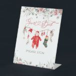 Santa Baby Christmas Baby shower Guest Book Reclamebord Met Voetstuk<br><div class="desc">Santa Baby Christmas Baby shower Guest Book</div>