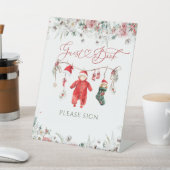 Santa Baby Christmas Baby shower Guest Book Reclamebord Met Voetstuk (Insitu)