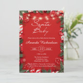 Santa Baby Christmas Baby Shower Invitation Kaart (Staand voorkant)