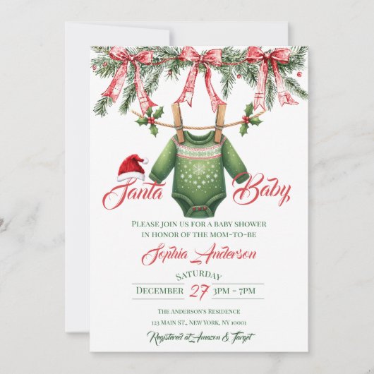 Santa Baby Christmas Baby Shower Kaart (Voorkant)